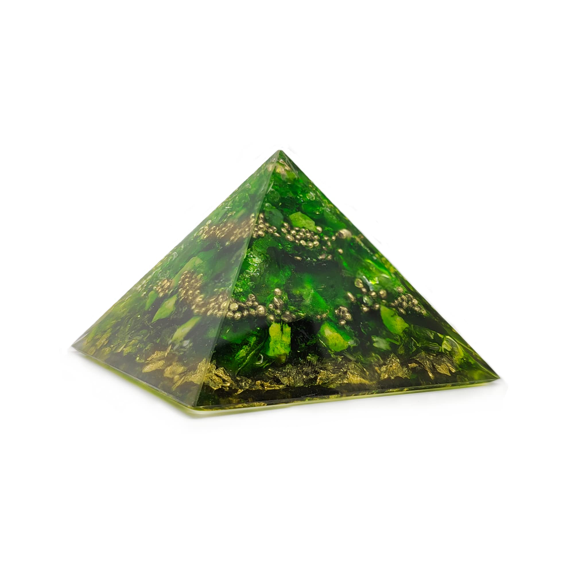 Grande orgonite piramide di cristallo primaverile – grande orgono spirituale cristallo con pietre preziose | opale verde | peridoto | avventurina [XXL 16 cm)