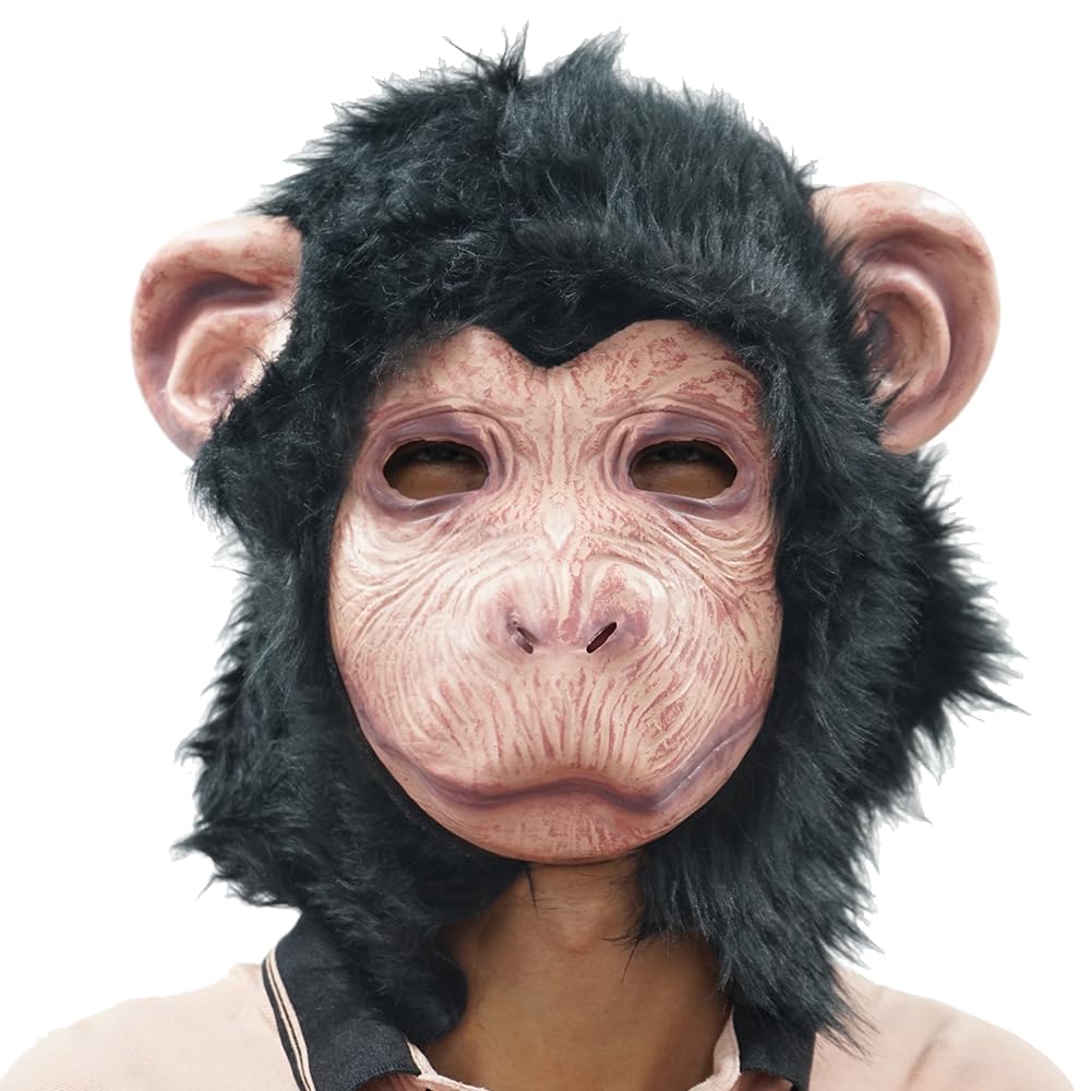 BaronHong Latex Animal Mask Labrador Mask Fancy Dress Adult Headwear Halloween Mannequin Party Costume (Monkey, M)