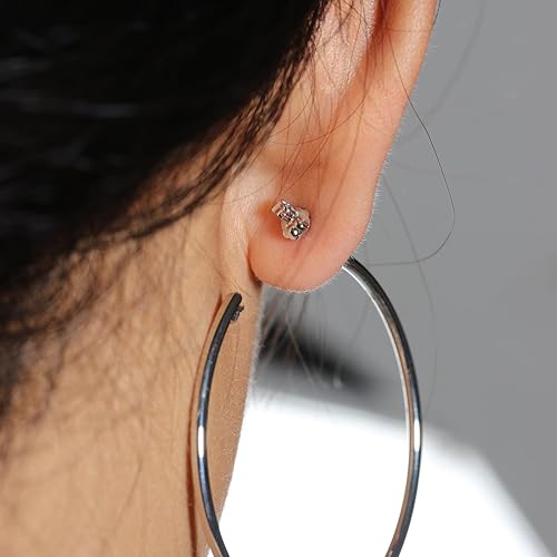 Miniatura 4 de Repuestos de plata para aretes  Aretes de oro blanco de 18 quilates para tachuelas, parte trasera de aretes para aretes pesados, hipoalergénicos
