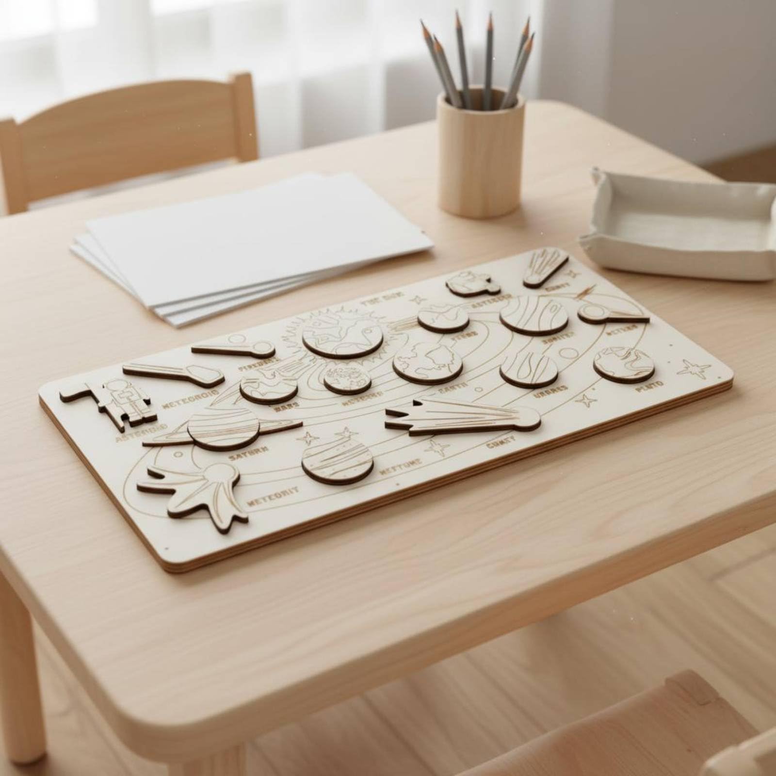 Puzzle Pianeti Gioco Didattico Solare Pianeti in Legno Passaggi Attivi Educativi Movimento Galattico Adatto a Bambini Sviluppo Apprendimento Scienza, Pianeti C