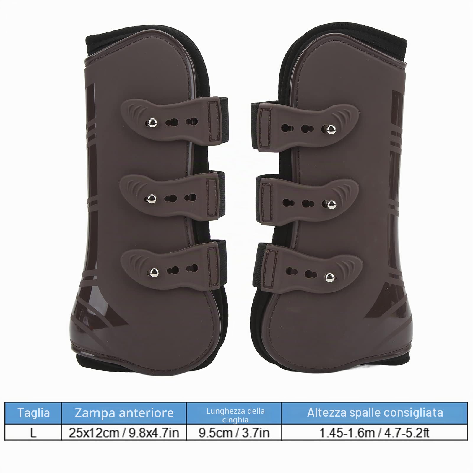 CHICIRIS Parastinchi per cavalli, in neoprene PU, traspirante, leggero, per equitazione (paio di gambe anteriori marroni, L)