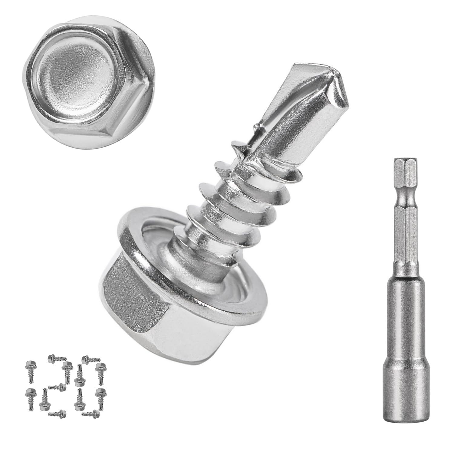 QSJ Stainless Steel Sheet Metal Screws - 120 Pack -1 QSJ Stainless Steel Sheet Metal Screws - 120 Pack -1