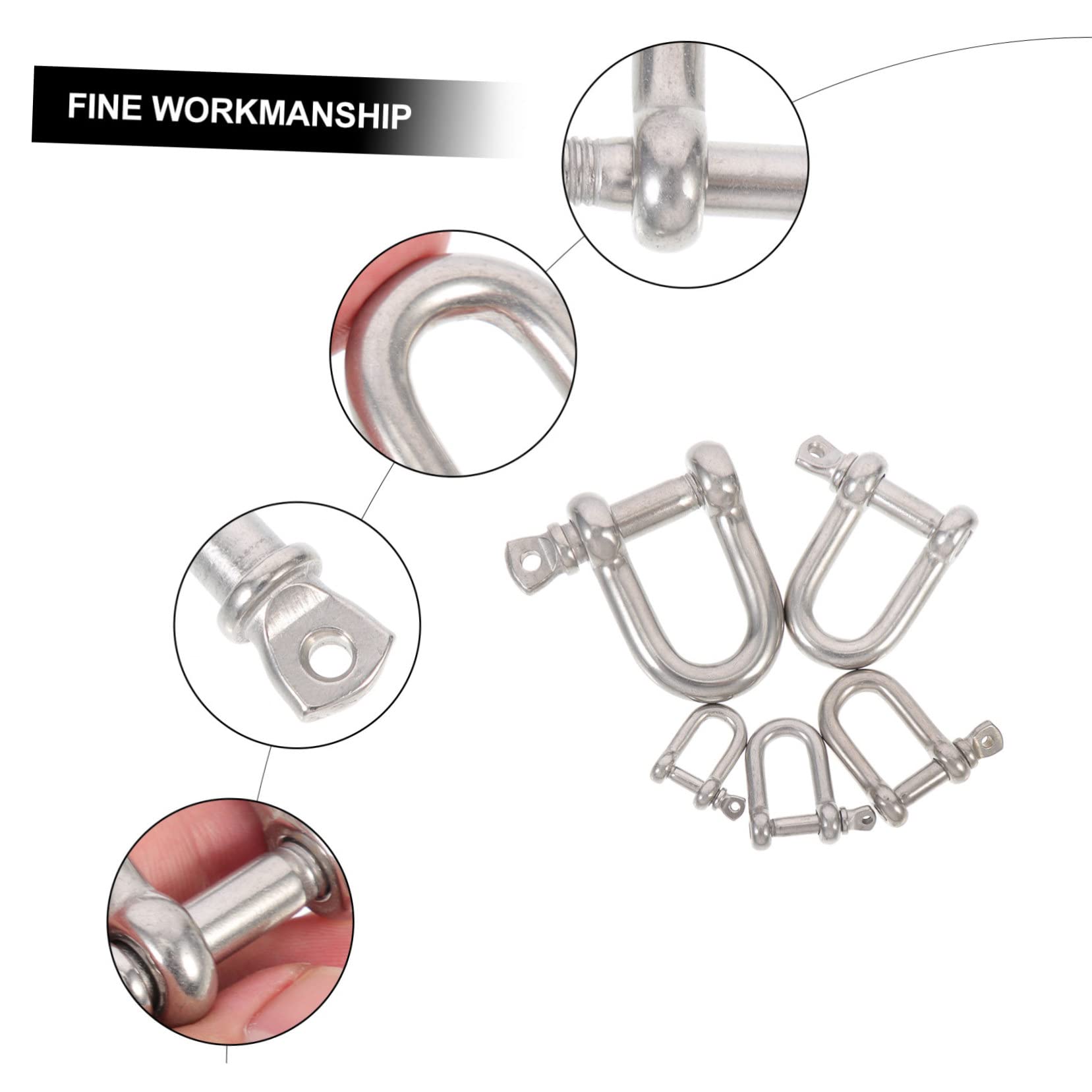 SOLUSTRE 304 Stainless Steel d Ring Shackles Heavy Duty Off Road Accessories Camping Supplies