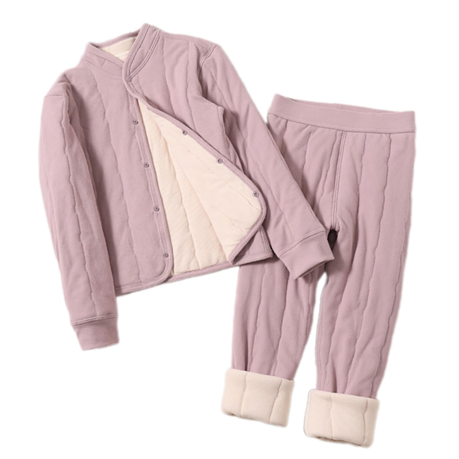 XAGMODSHN 2-teiliges Heimanzug Thermounterwäsche, Purple 110CM | Heimanzug, Baumwollkleidung, Thermo Unterwäsche für Jungen und Mädchen, passende Nachtwäsche, Winter Pyjama,