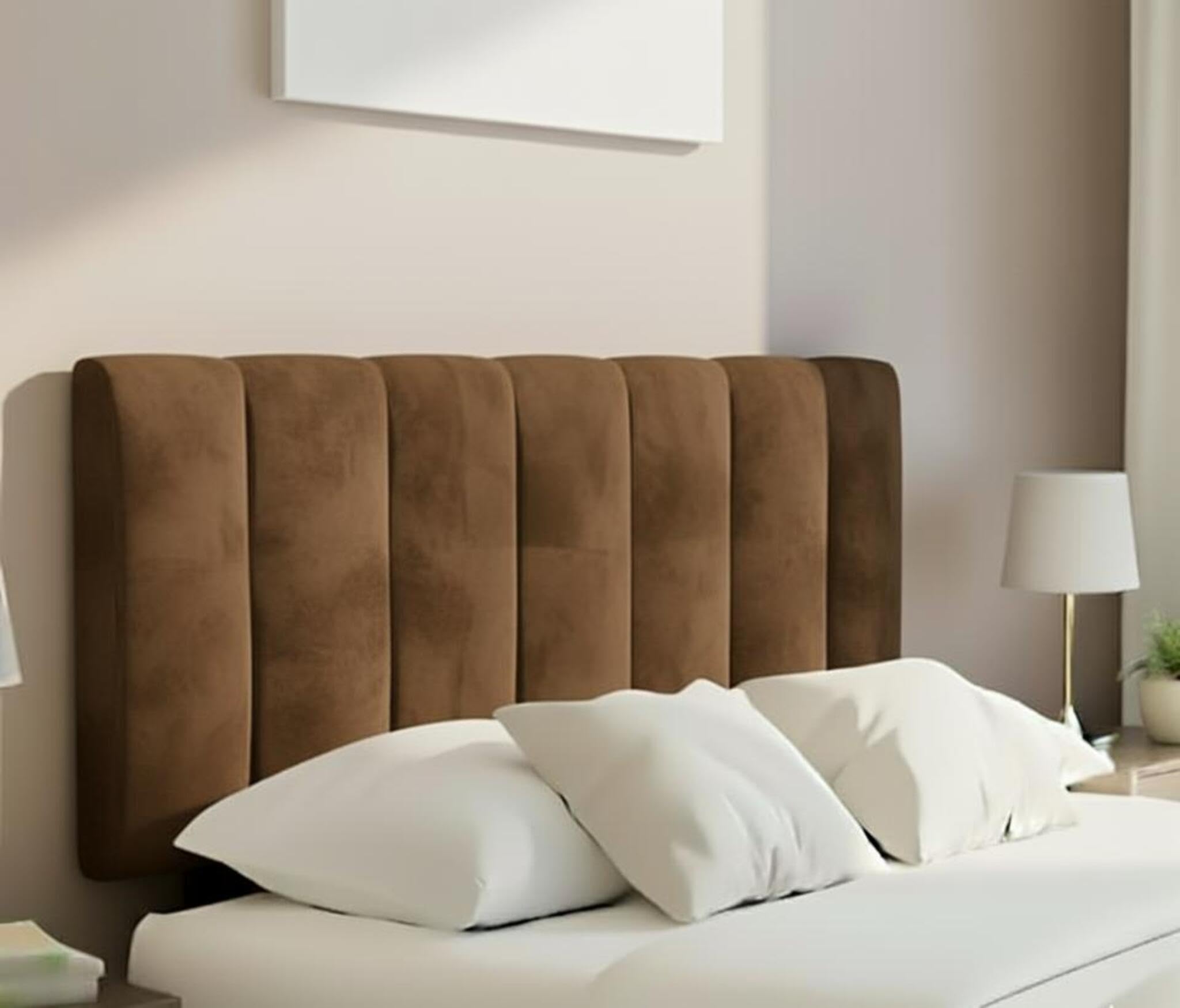 Hannah Portland Velvet Headboard, Plush Lined Design for Divan Beds, Luxury Bedroom and Hotel Furniture Height 20inch (Brown, King 5ft) โ image 1
