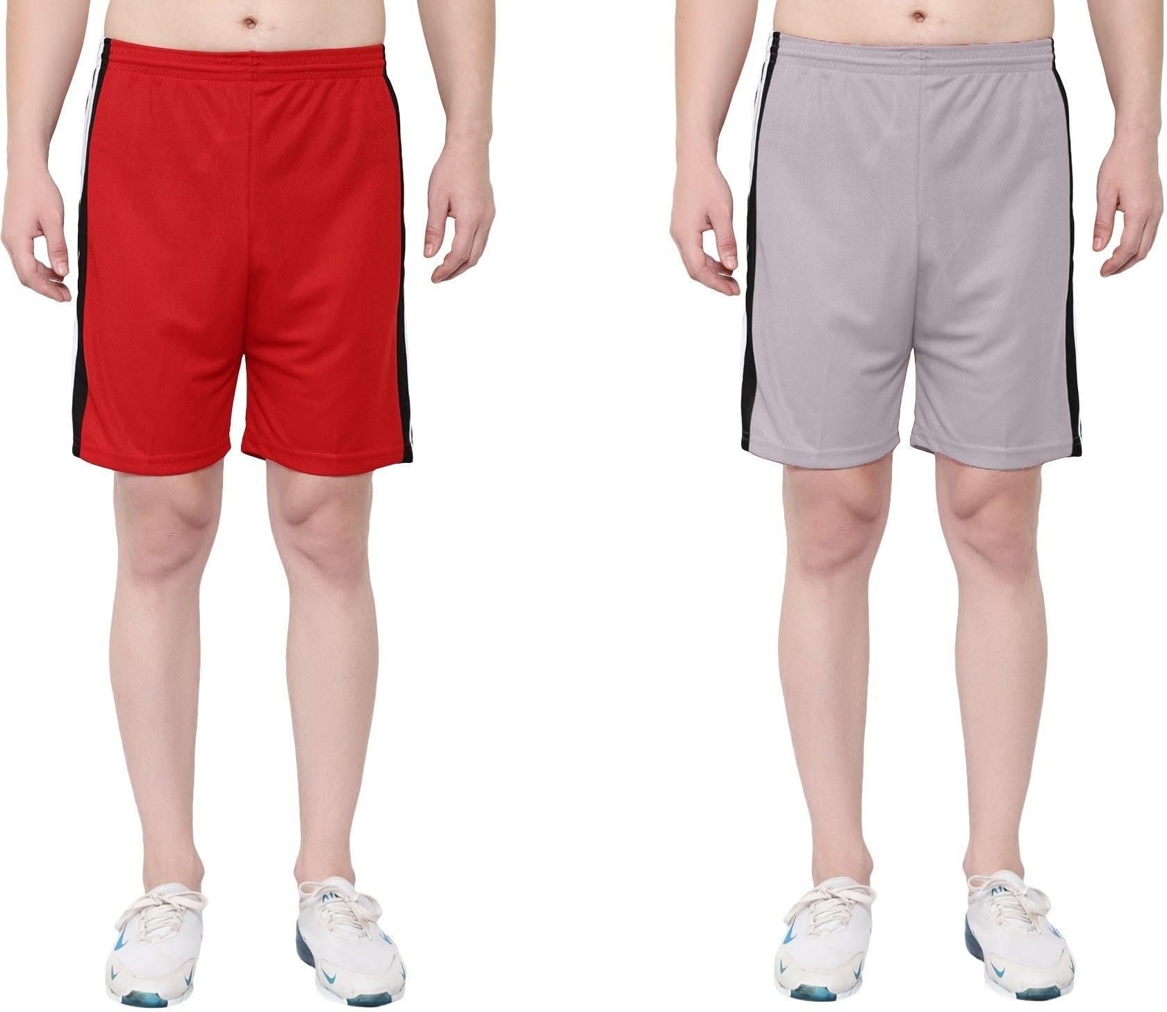 Solid Men Multicolor Regular Shorts S-JAL_725-Red-Grey-image-48