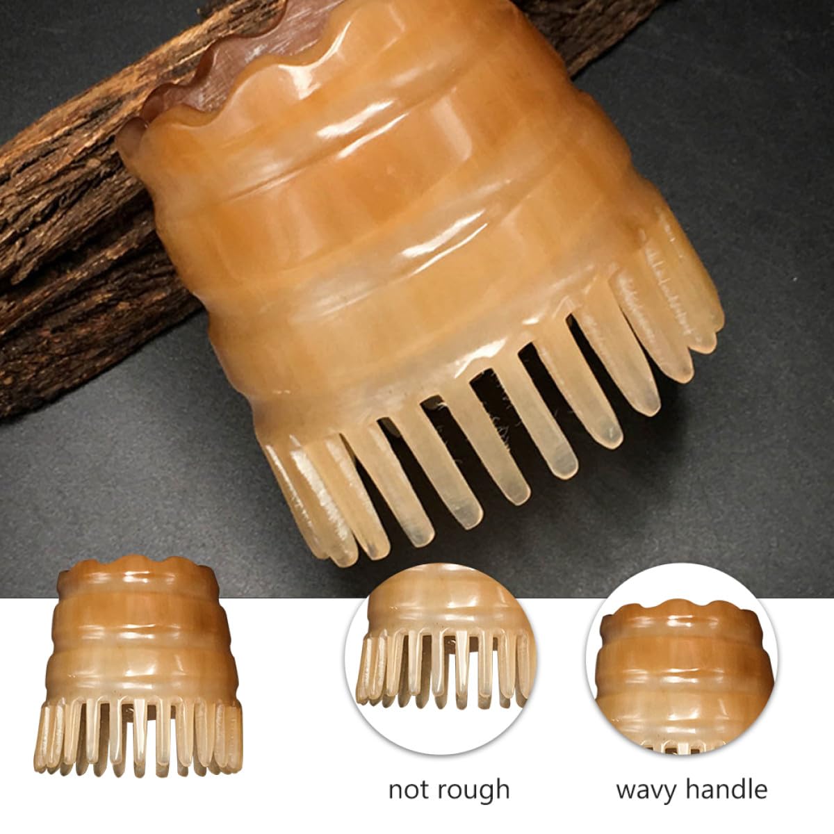 Cepillo Cabello de Cuerno Natural, Masajeador de Cuero Cabelludo | Peine de Masaje, Color Aleatorio, Plástico, Herramienta Manual para Peinar y Alisar