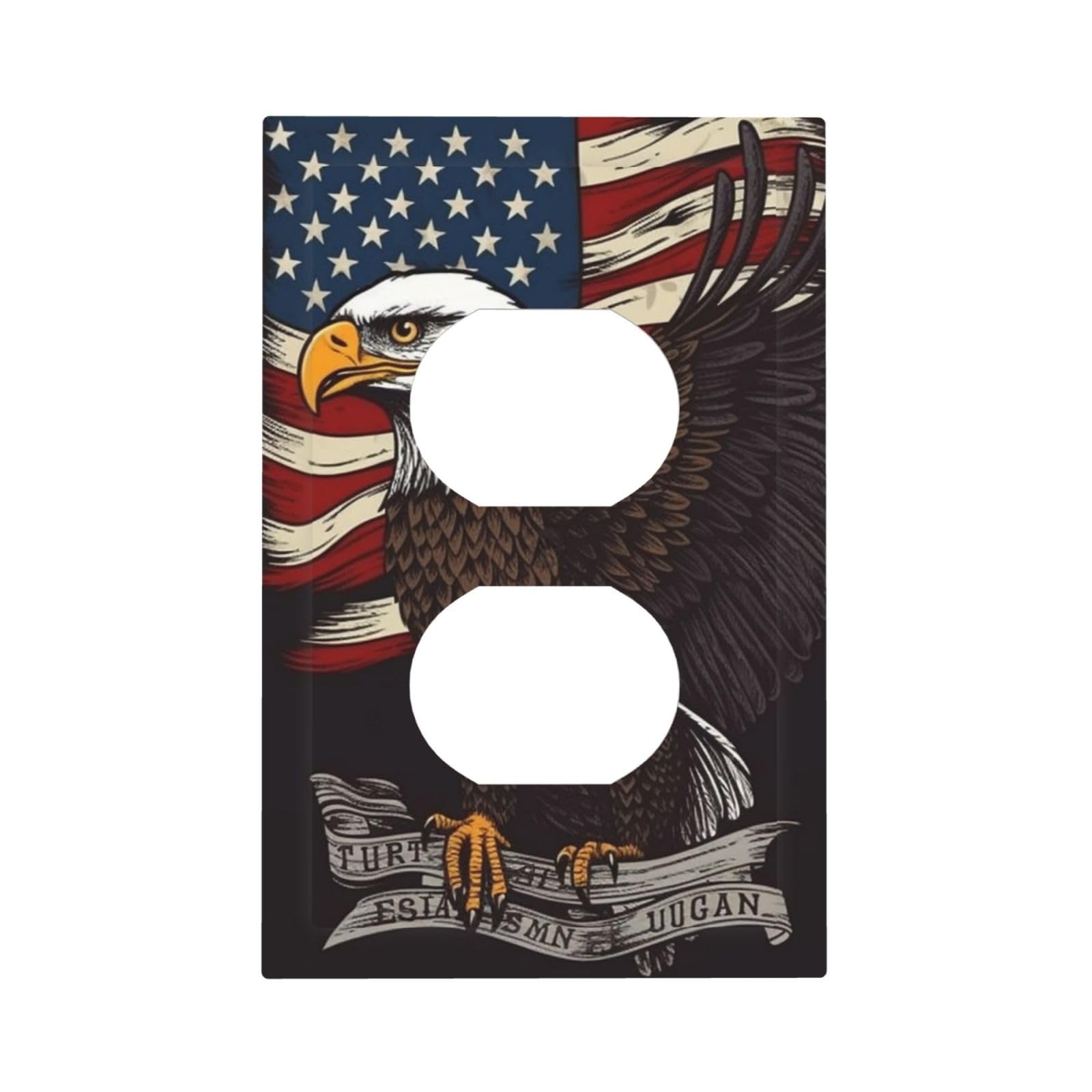 1-Gang Decorator Wall Plate USA Patriotic Eagle Light Switch Cover Single Gang Receptacle Outlet Wall Plate Mid Size 5" x 3" Wallplate Unbreakable Polycarbonate Outlet Faceplates Covers