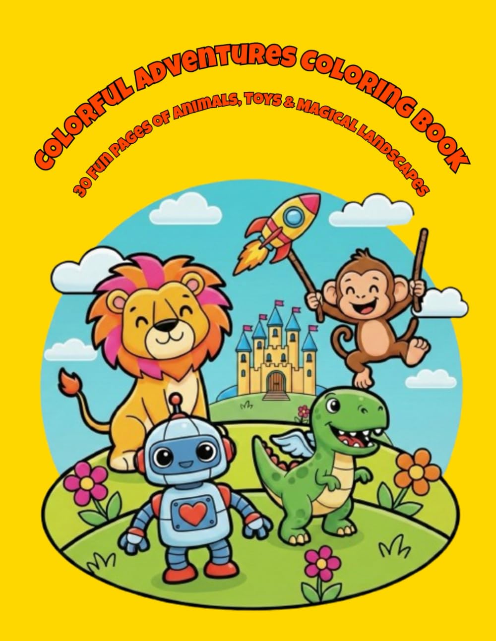 The Ultimate Coloring Book for Kids: 30 Fun Pages of Animals, Toys & Magical Landscapes