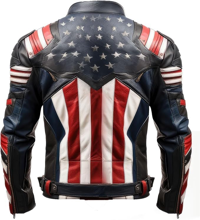 Real Leather Jacket Inspired by American Flag2