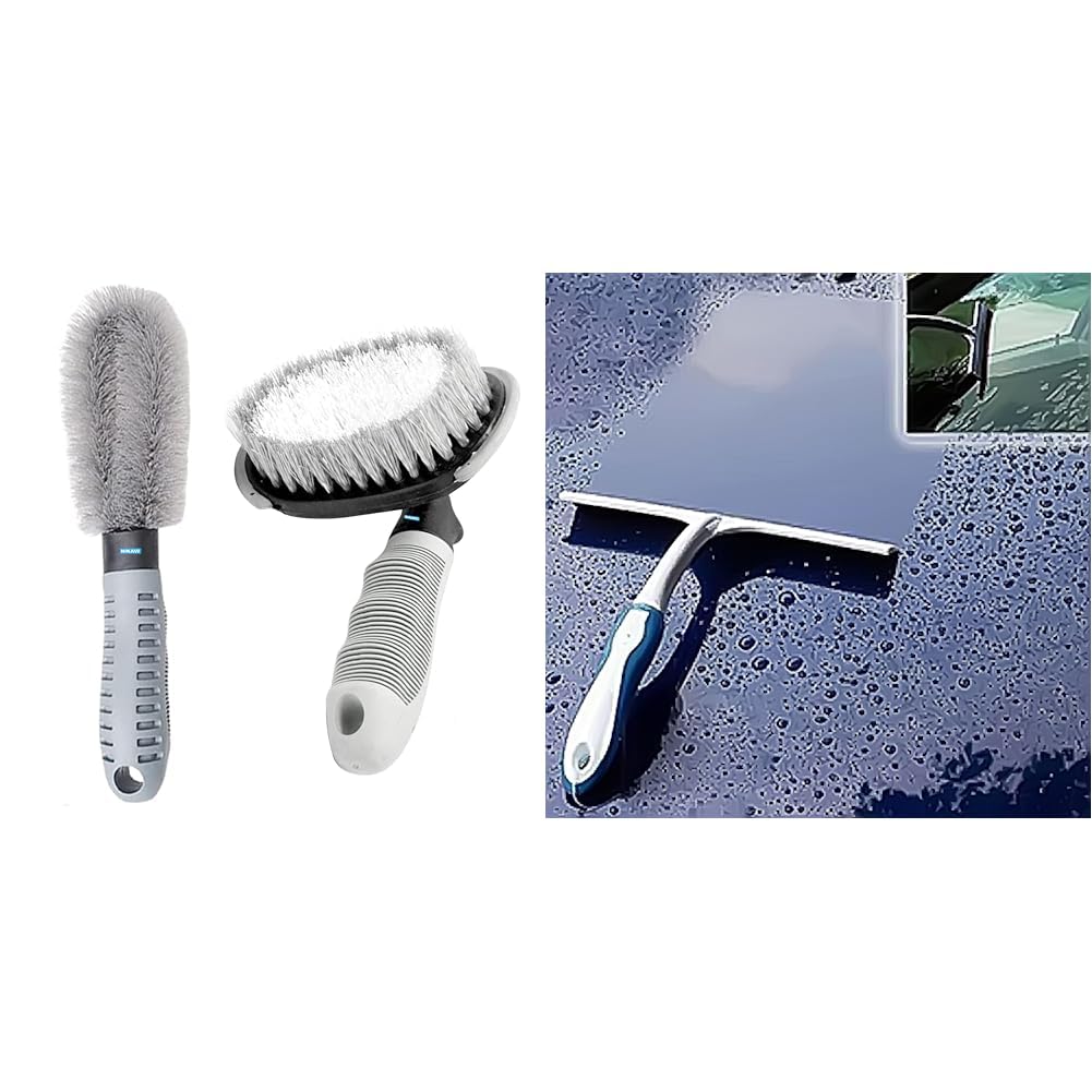 NIKAVI Car Motorcycle Wheel Tire Brush + Hub Clean Brush Cleaning Tool Kit,Set of 2,NIKAVI 1 PCS T Type Drying Car Auto Wash Blade Brush Glass Window Snow Water Rain Cleaner Sweep Sho-image-30