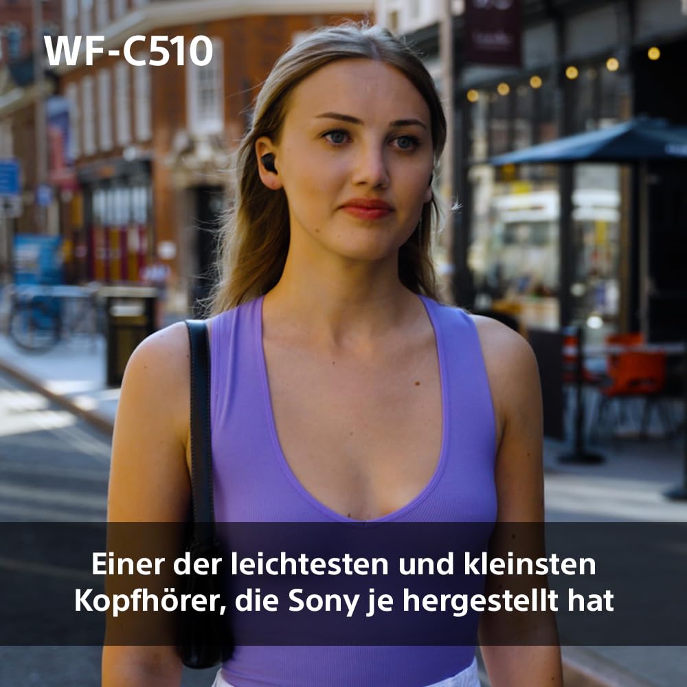 Sony WF-C510 Truly Wireless Kopfhörer - Kleine, leichte Bluetooth In-Ear-Kopfhörer mit Multipoint-Connection, Ambient Sound, IPX4 Rating, Spotify Tap, Quick Charge, 22 HR Akku, iOS & Android - Schwarz