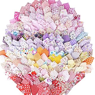 MEJOSER 200Pcs 10x10cm Patchwork Cotton Fabric Different Pattern Patchwork Fabric Craft Floral Printed Cotton Squares Bundles Quilting Sewing Patchwork Artcraft DIY Accessories (Warm Colors)