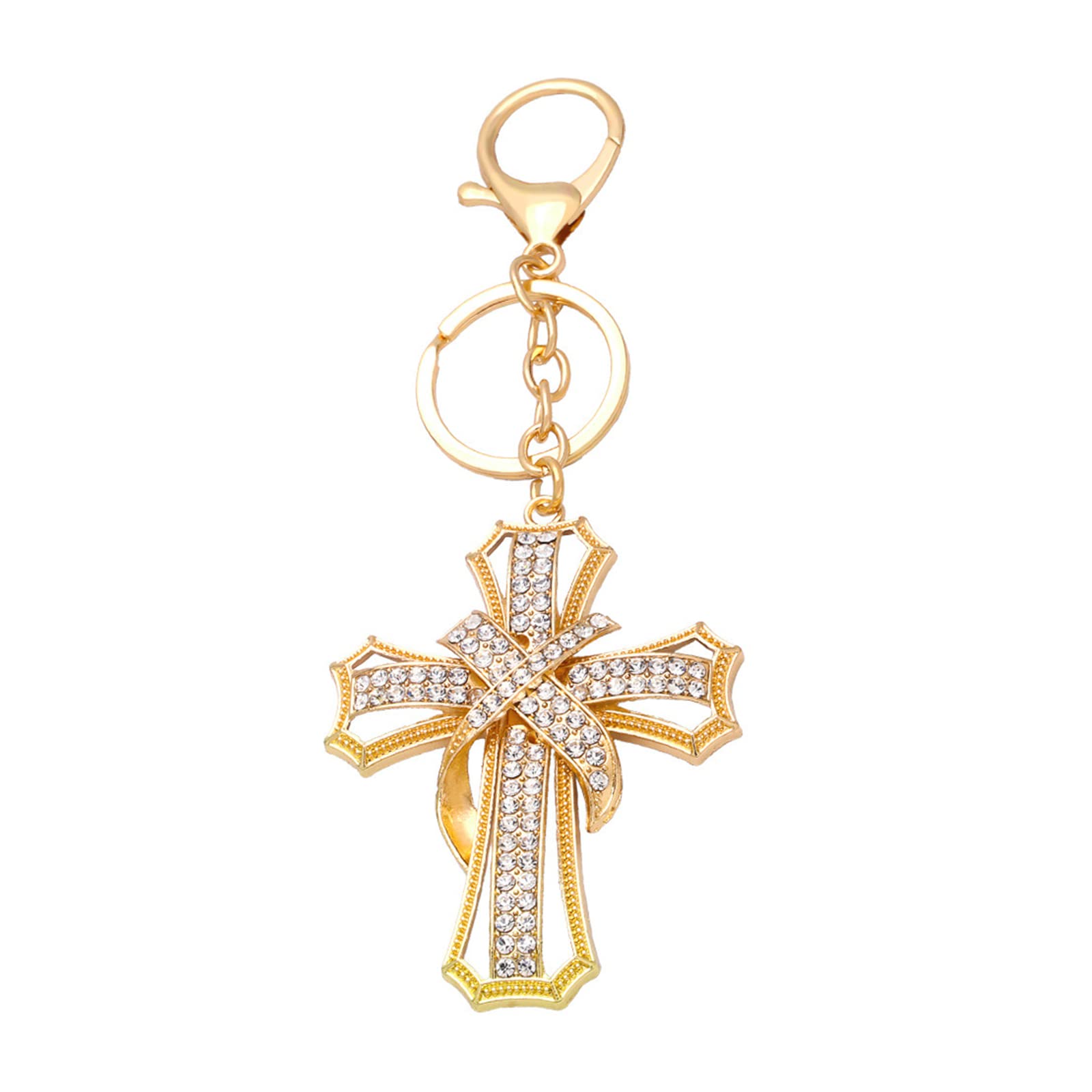 Tsophreniq Crucifix Crystal Keychain Keyring Catholic Keyring Car Bag Holder for Women Jewelry Purse Pendant Keychain