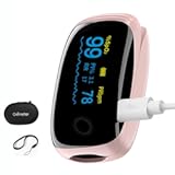 Rechargeable Pulse Oximeter Fingertip Oxygen Monitoring Fingertips with SpO2 Pulse Rate and PI RR OLED Precision Rapid Oximeter SpO2 Readings Outdoor Sports Home (Pink)