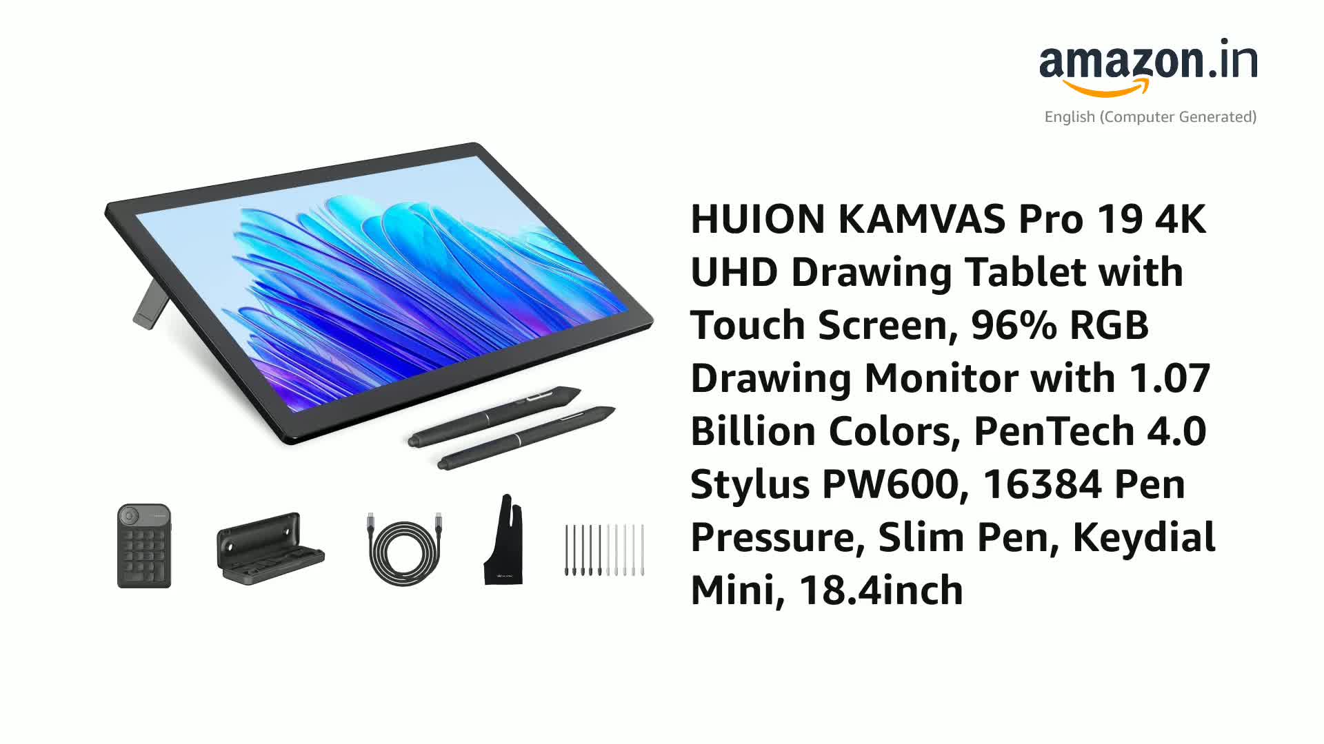 Amazon.in: Buy HUION KAMVAS Pro 19 4K UHD Drawing Tablet with
