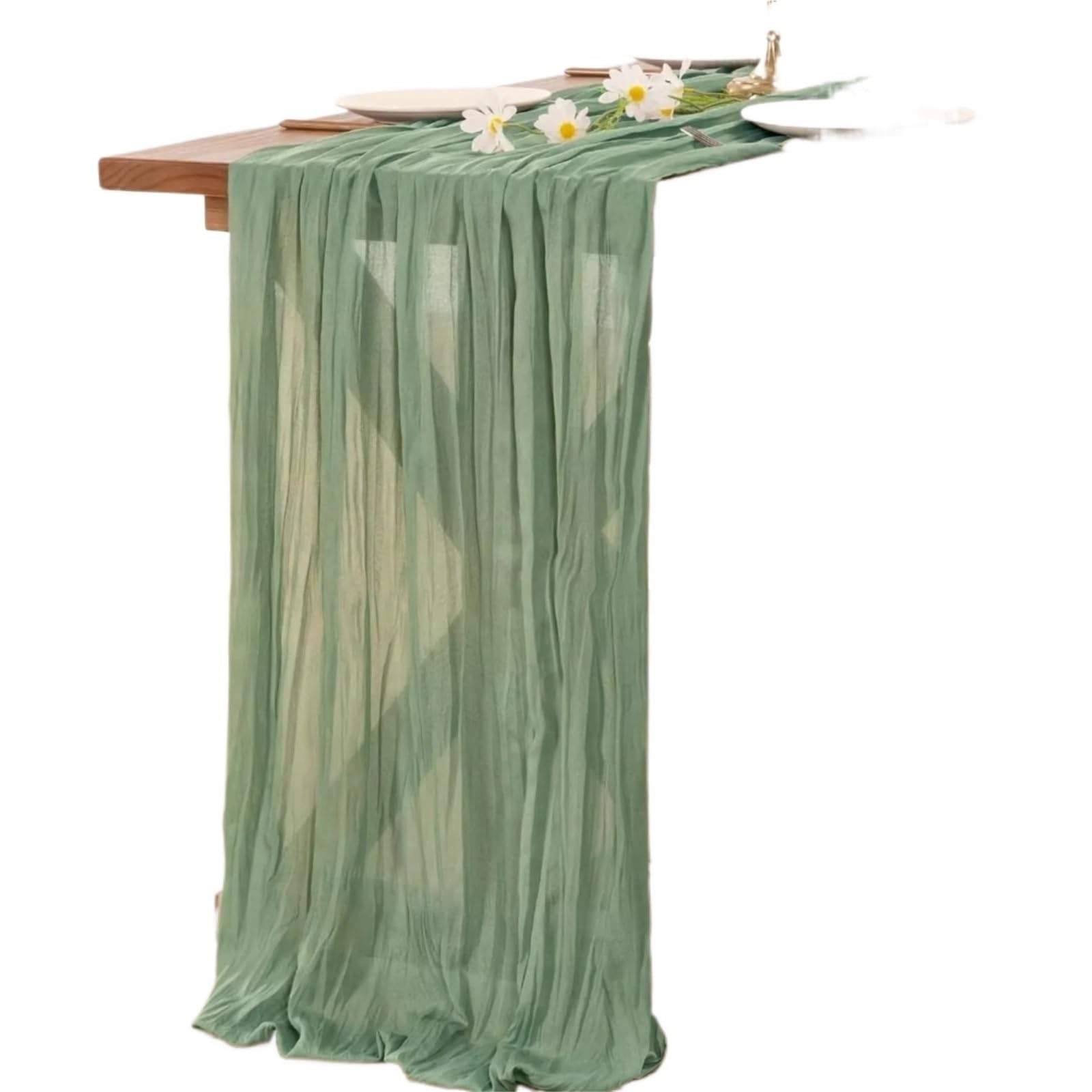 Camino de Mesa de Tela de Queso Camino de Mesa Tela Queso, Gasa Estilo Bohemio, Camino Transparente rústico for Boda, Despedida Soltera, Fiesta, Banquete, 40x270cm, 10 Uds