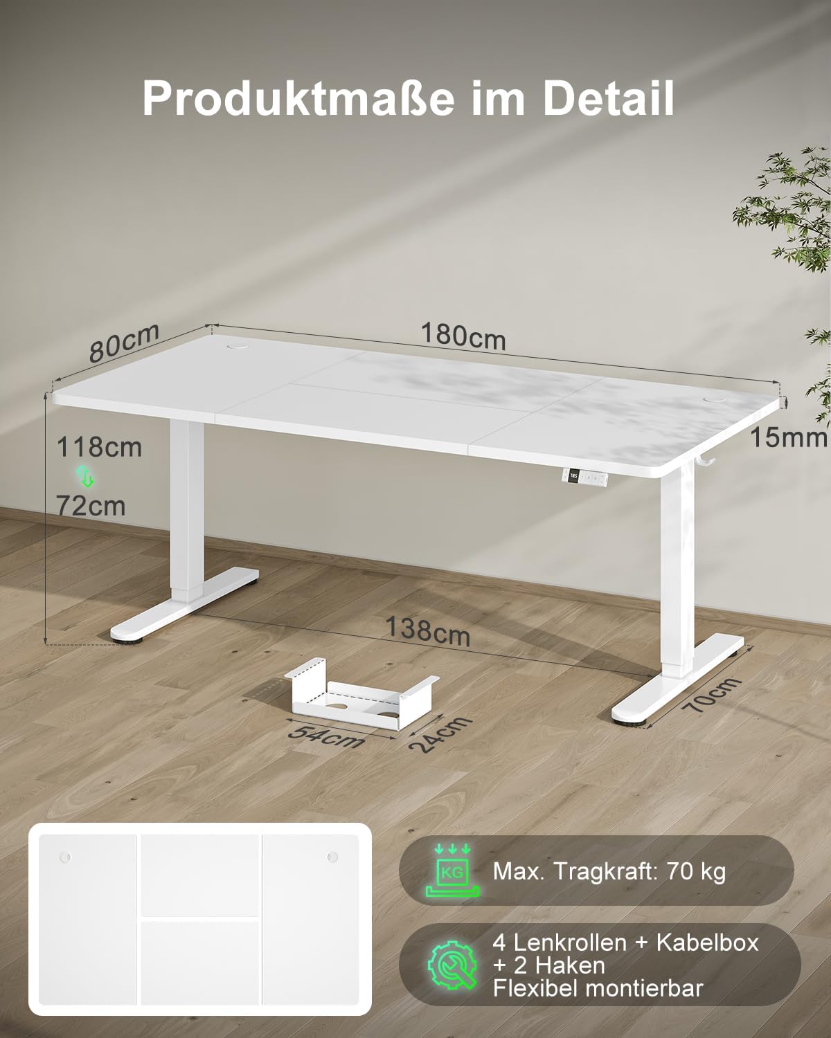 ڌماڪو ٿيو view of Devoko Electric Standing Desk components