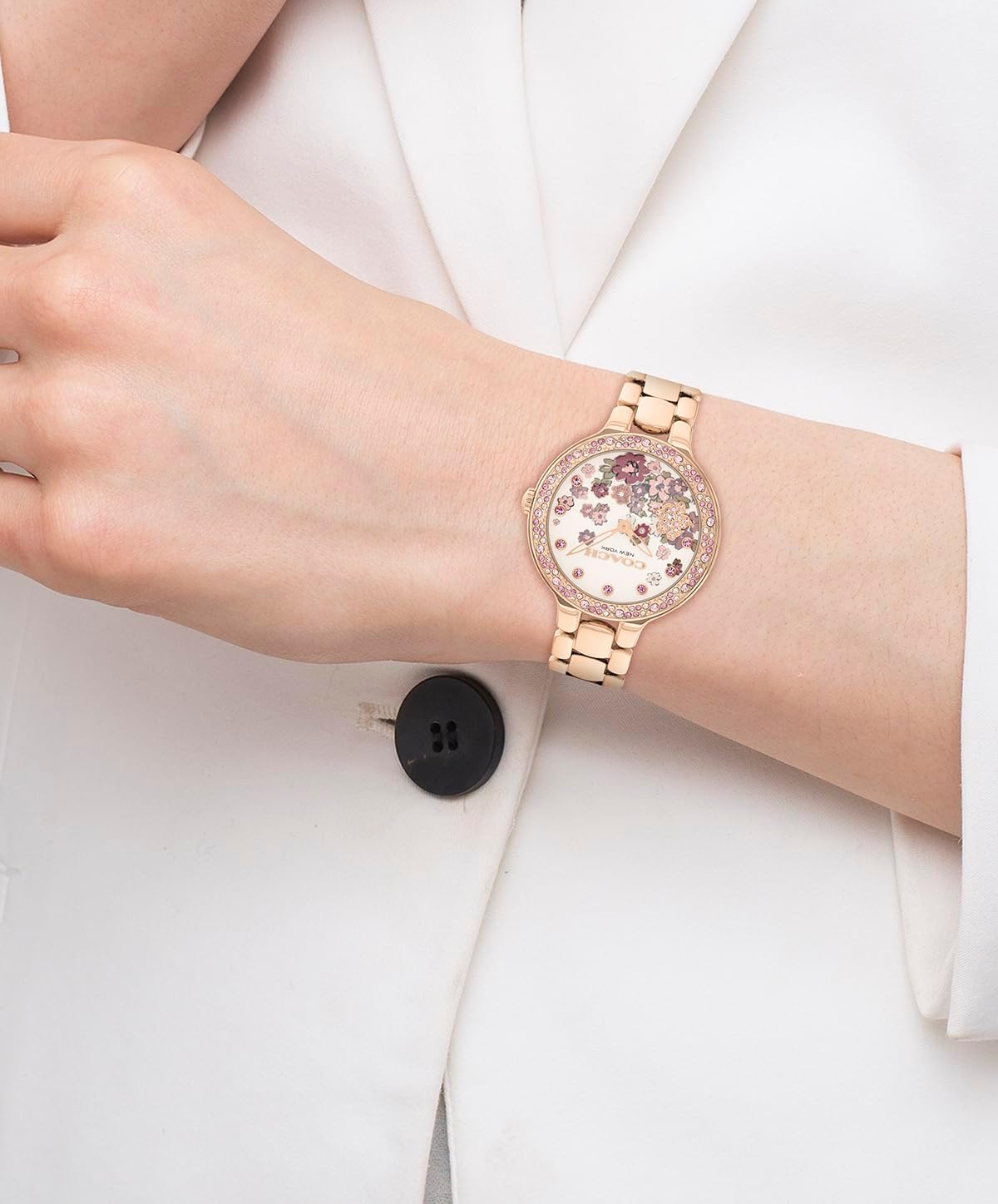 Coach Chelsea Women's 2H Quartz Watch - 36mm Stainless Steel Bracelet - Crystal-Set Bezel with Floral Design - Premium Fashion Timepiece - Gift for Her