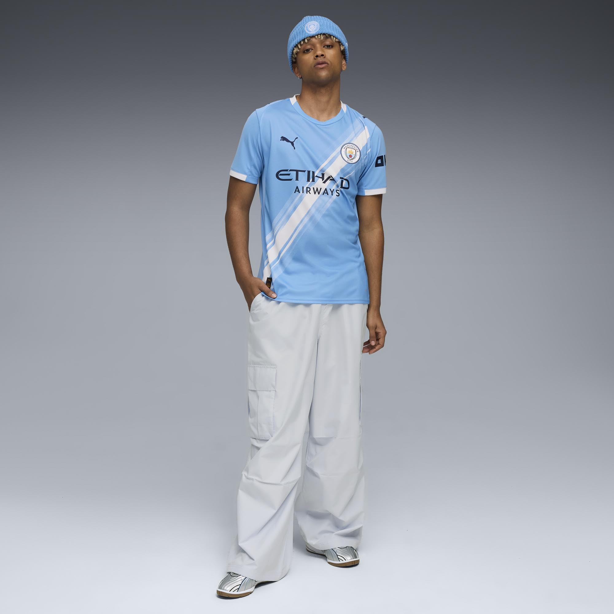 Puma , Men, MCFC Home Jersey Replica, Team Light Blue-White, L, (78033801) 2