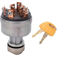6 Pin Ignition Switch with 2 Keys, Aluminum Alloy Housing, Ignition Starter Switch Replacement for DH200 Excavator Part