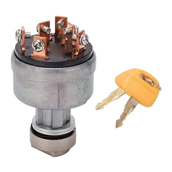 6 Pin Ignition Switch with 2 Keys, Aluminum Alloy Housing, Ignition Starter Switch Replacement for DH200 Excavator Part