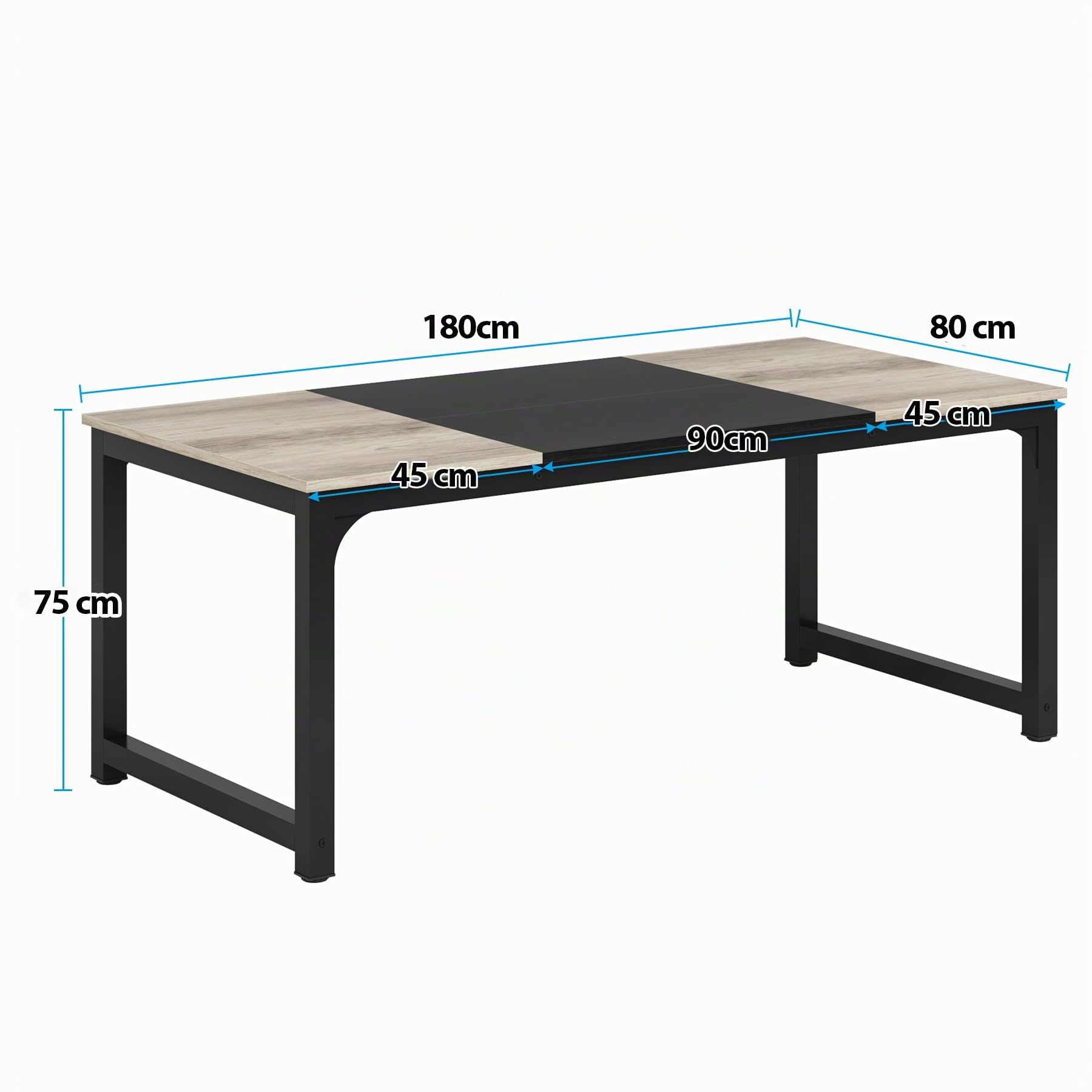 Tribesigns Mesa de comedor de 180 x 80 cm, mesa de cocina industrial para 6-8 personas, mesa rectangular para comedor, cocina, sala de estar, con robustas patas de metal (Gris vintage)