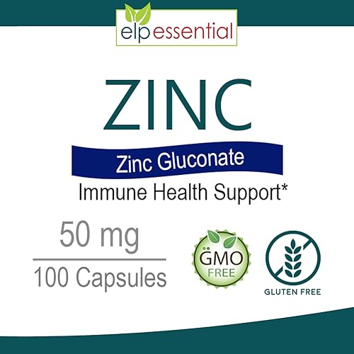 Miniatura 2 de Zinc 50mg, suplemento de apoyo inmunológico y antioxidante, 100 cápsulas, sin gluten y sin OMG