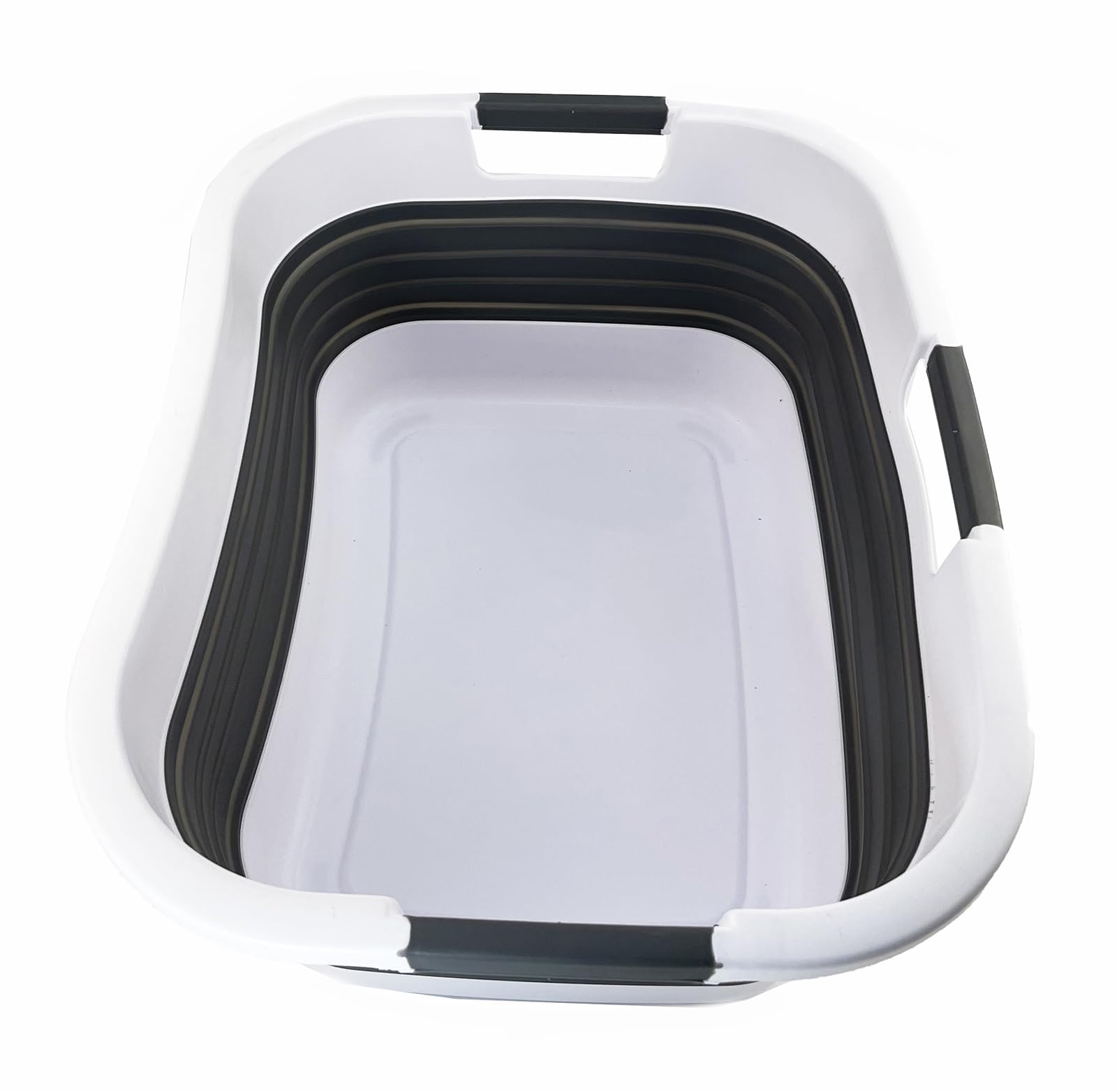 SAMMART 30L (7.9 gallon) Collapsible Plastic Laundry Basket - Foldable Pop Up Storage Container/Organizer - Portable Washing Tub - Space Saving Hamper/Basket (1, White/Steel Grey)