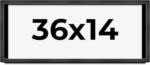 Marco de fotos texturizado de madera gris carbón negro de 36 x 14 pulgadas, ancho de moldeo de 0.75 pulgadas, marco de madera maciza gris plomizo