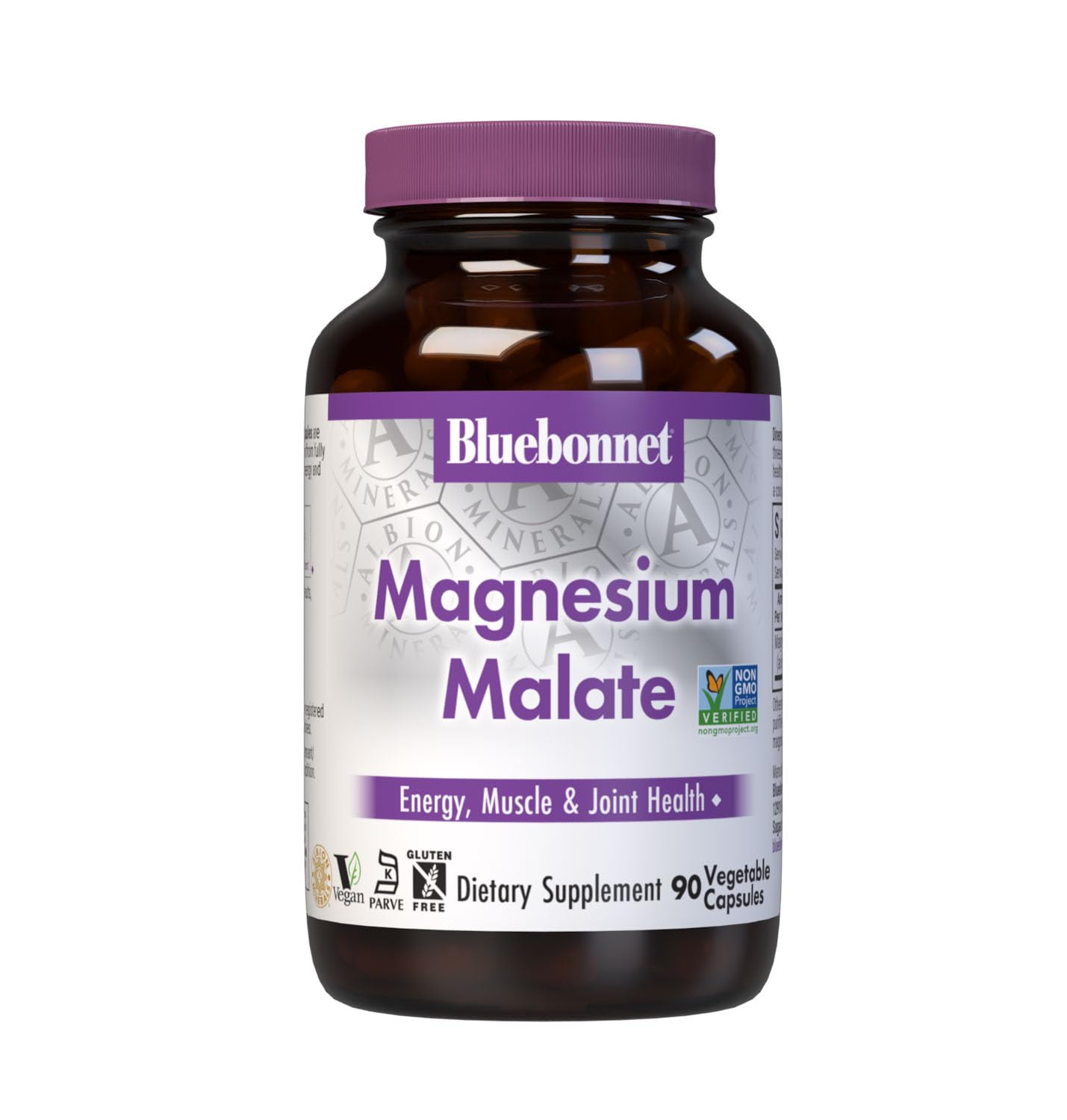 Bluebonnet Nutrition Magnesium Malate, 90 Vegetable Capsules 90 Count (Pack of 1)