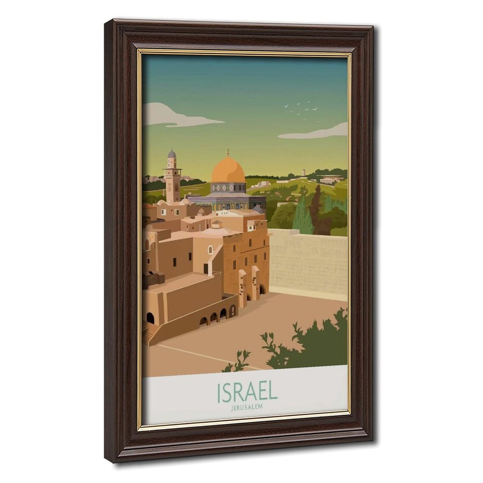 Bareronor Mokume Gane Frame-Style Israel Travel Canvas Poster For Dorm Room Decor Gift