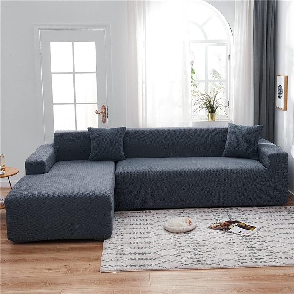 Housse de canapé en tissu polaire gris pour rénover un angle de salon