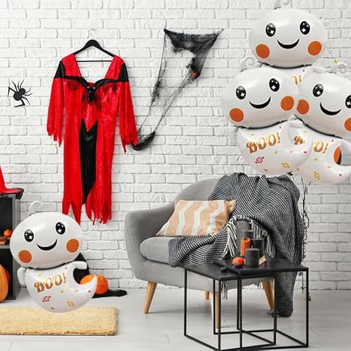 Oarkive DFE56GRT3 Halloween Balloons Ghost Balloons Cute 6Pcs Boo Balloons Halloween Foil Balloons Halloween Mylar Balloons Ghost Party Supplies Favors thumb #5