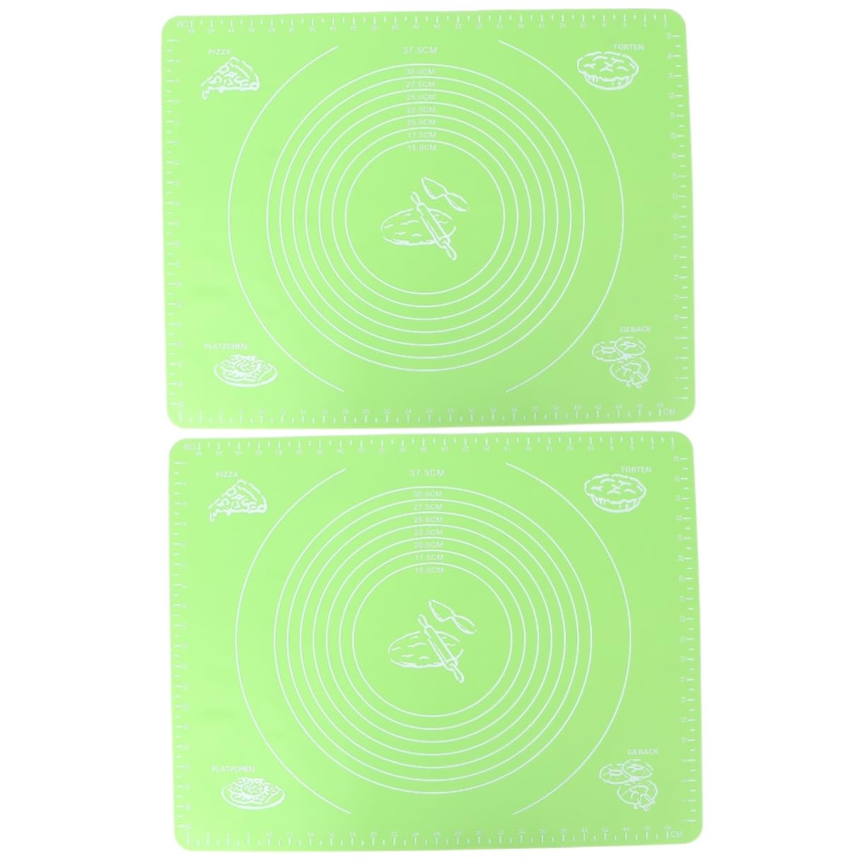 PRETYZOOM 2piezas Alfombrilla De Silicona Extra Antiadherente Con Medidas Para Amasar Hornear y Preparar Masa De Pan Pizza y Pasteles Verde
