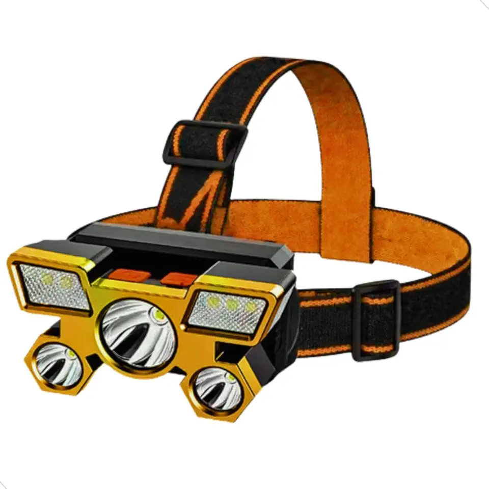 Lanterna Led De Cabeça 5 Spots Recarregável Bike Camping Trilha,Ciclismo Mundo Compras
