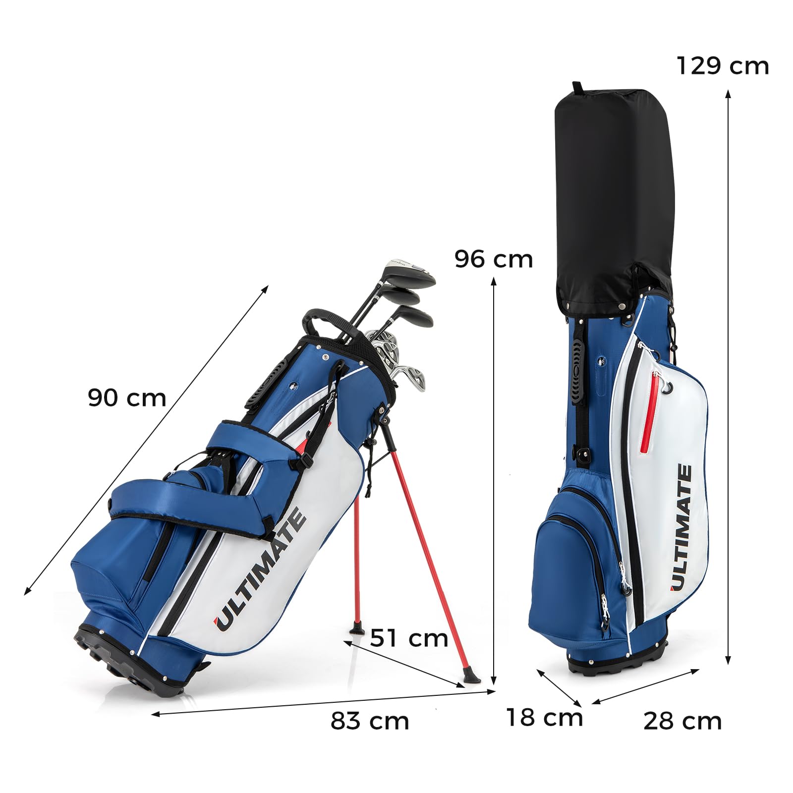 GYMAX 9-teiliges Golfschläger Set Linkshänder - Komplettset Mit Tasche Für Anfänger & Fortgeschrittene
