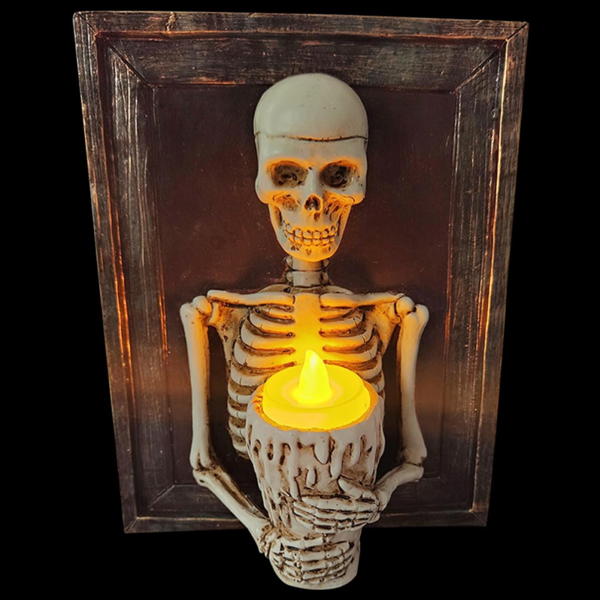 Candelabro de esqueleto de resina resistente con gancho multifuncional para decoración