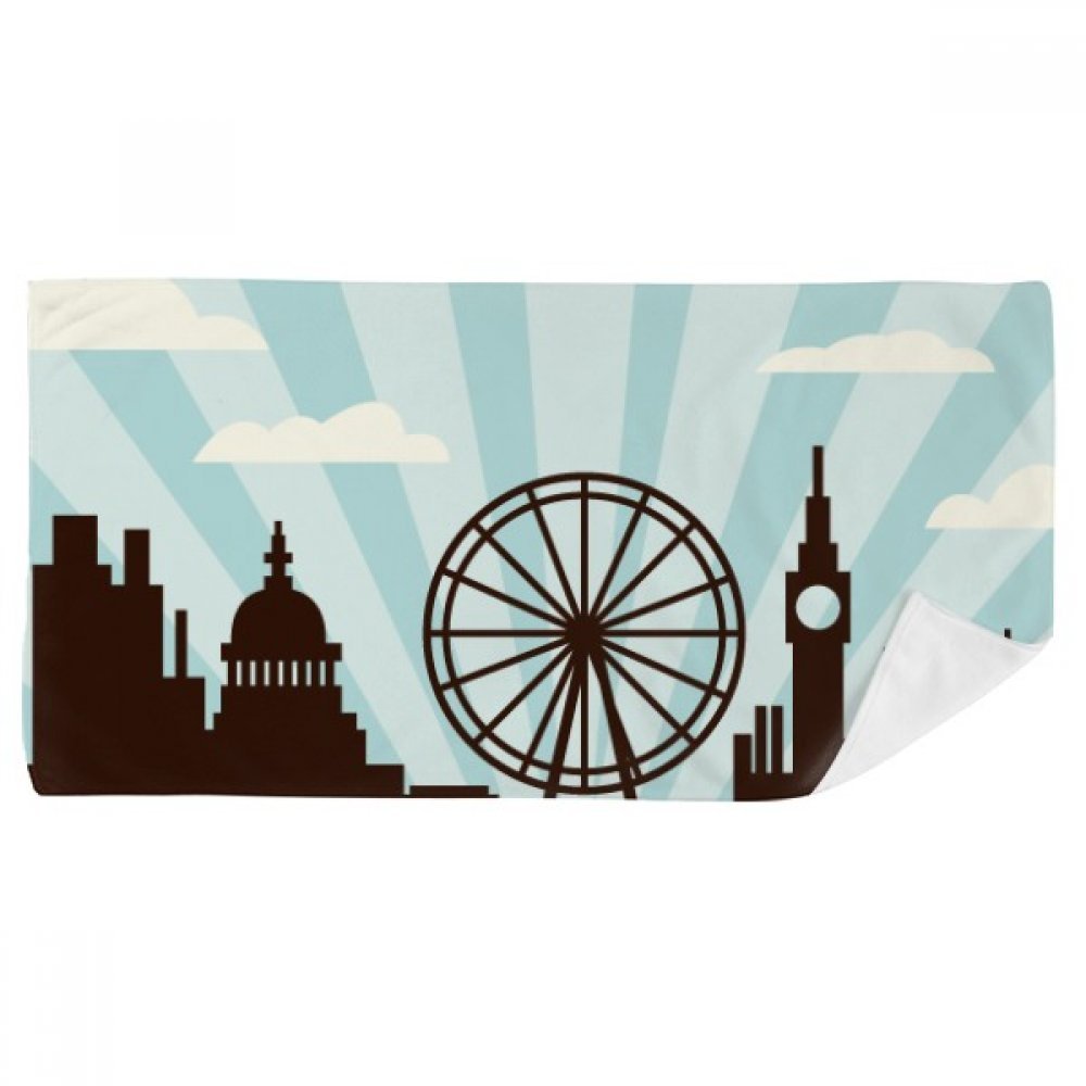 Serviette de bain douce 35x70cm motif Londres multicolore linge de toilette imprimé