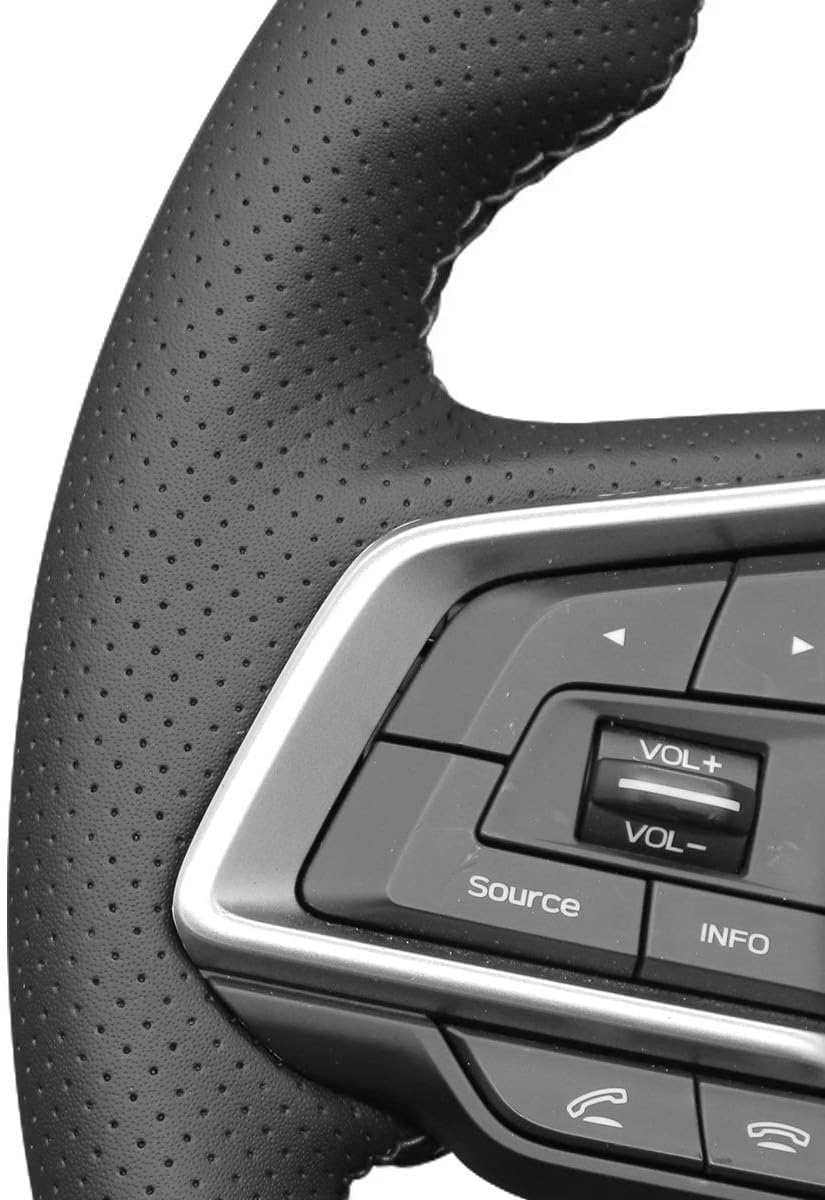 Genuine Leather Carbon Fiber Steering Wheel Cover for Subaru Forester 2019-2025/Outback 018-2025/Ascent 2019-2024/Impresza 2017-2024/Crosstrek 2018-2024/Legacy 2018-2025 OEM Accessories (1)