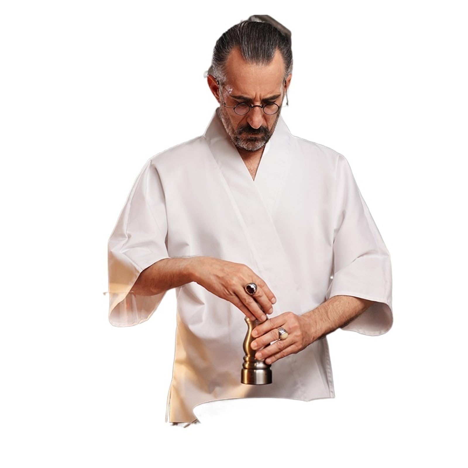 Ropa De Cocinero Uniforme de Chef Traje de Trabajo for Restaurante Ropa de Camarero for Chef(White,XXXL)