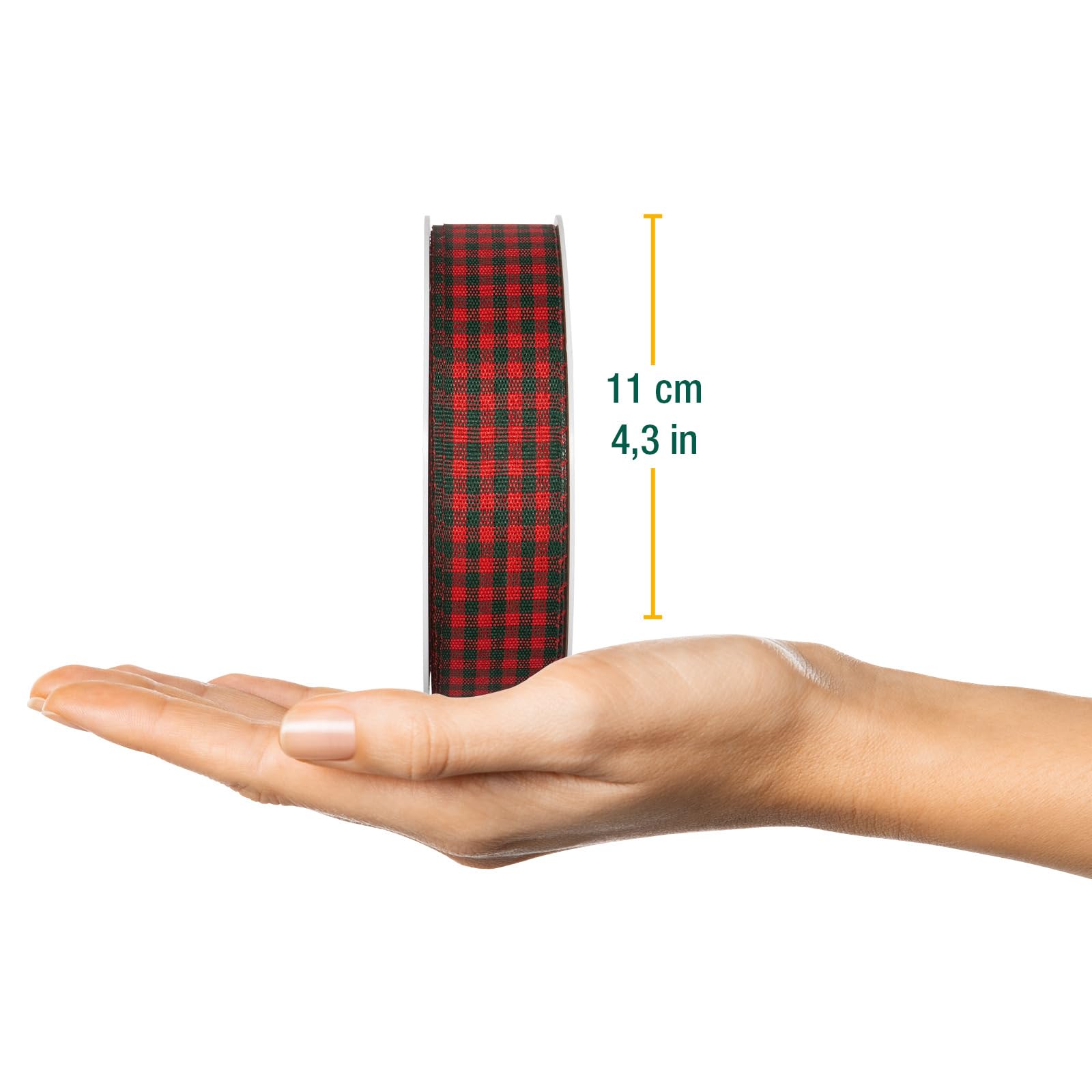 Halbach Seidenbänder Vicky Chequered Ribbon 25 mm x 25 m, Colour: Wine Red, Red/Dark Green - Image 2