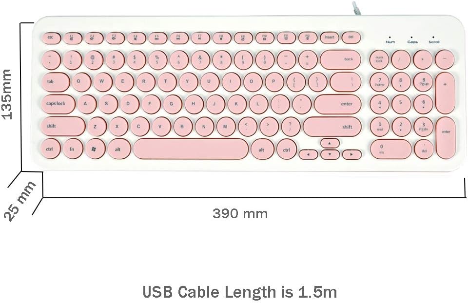 Wired Keyboard,Attoe Compact Wired USB Mini Keyboard Silent Ergonomic Cute Keyboard - Smooth Typing,Works with Mac and PC,Computer,Windows 10/8 / 7 / Vista/XP (Pink)