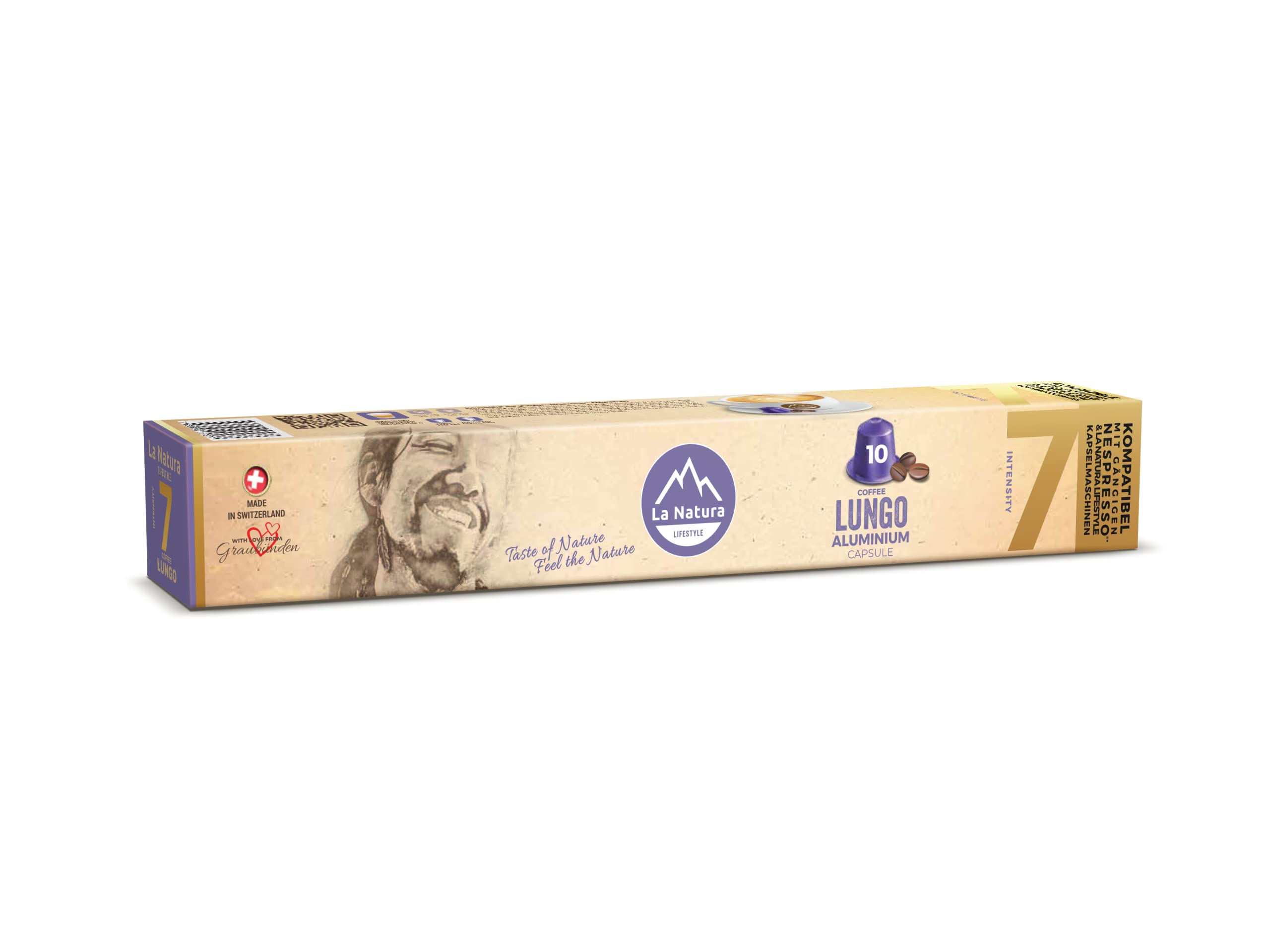 La Natura Lifestyle | 120 cápsulas de café LUNGO de aluminio | compatibles con máquinas de cápsulas de café Nespresso®* | 100% reciclables