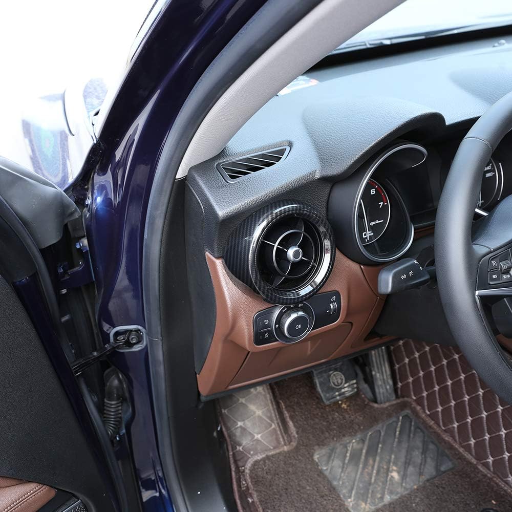 for Alfa Romeo Stelvio 2017-2018 Carbon Fiber Style ABS Side Air Conditioning Vent Outlet Cover Trim