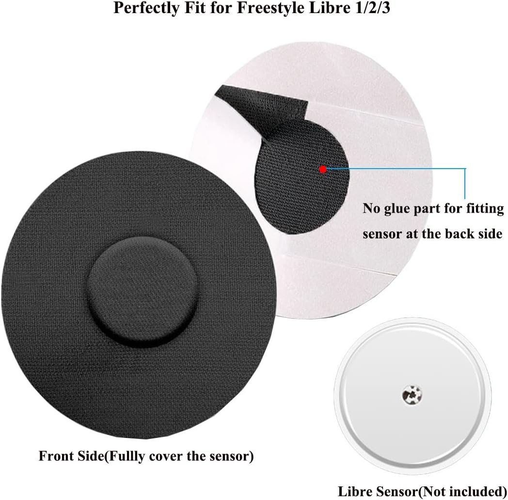 60 Pieces Waterproof Sensor Covers for Freestyle Libre 1/2/3, Sweatproof CGM Sensors Adhesive Patches,Pre-Cut Continuous Glucose Monitor Protection,No Glue in The Center of Tape