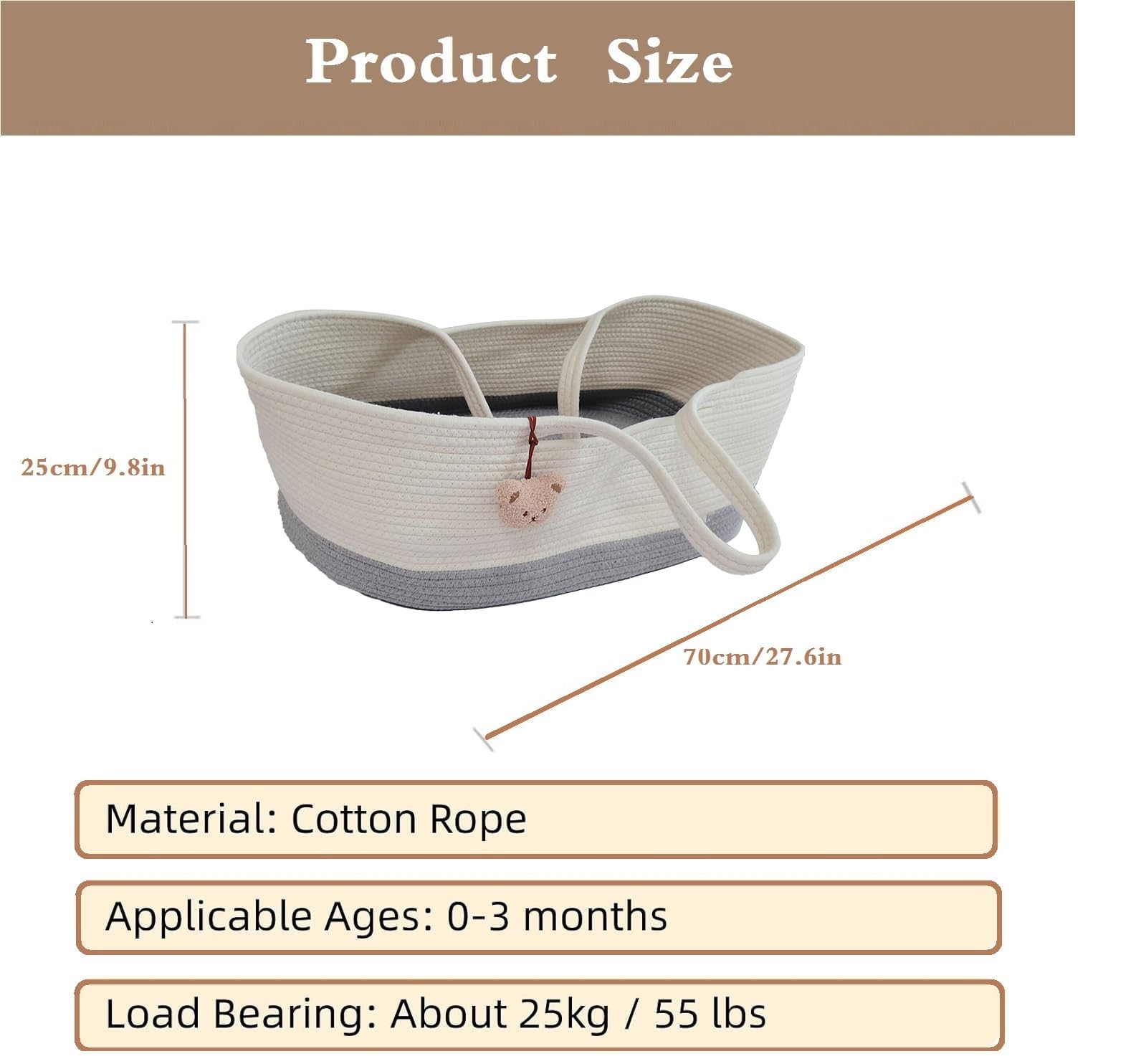 Bebé Moisés Canasta Portátil Bebé Cama Handheld Moisés Cesta de Algodón Cuerda para Bebé Cama Carrera Llevar Bebé Cambiando Mesa Bebé Bebe para El Bebé para El Coche de Viaje Al