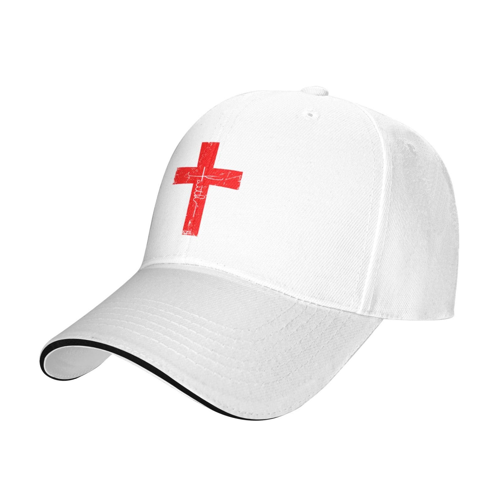 Fwjzdsp Unisex White Faith Red Cross Jesus Christ Prayer Love Christian Baseball Hats For Men Adjustable Dad Hat Trucker Cap,Black