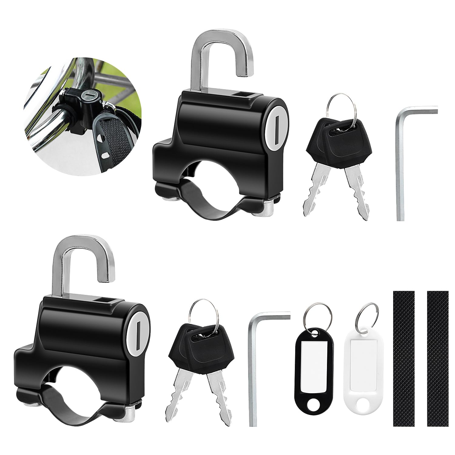 DesertBoy 2Pcs Bloqueo de Casco de Moto Universal Con Llaves Para Motocicleta, Bicicleta o Scooter