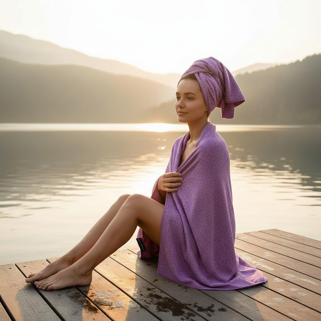 Microfibra Quick Dry Towel para el Gimnasio en casa, Playa, Deportes, Camping y Viaje, XL 30 x 60 Pulgadas, 2 en 1, Toalla pequeña incluida, súper Absorbente, extrasuave, Ligero y Compacto, con Bolsa